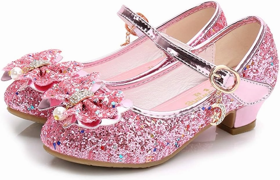 YING LAN Girls Cosplay Dress Wedding Party Shoes Glitter Sequins Low Heel Mary Jane Princess Shoes Japan Asics Wrestling Shoes