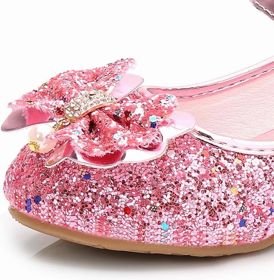 YING LAN Girls Cosplay Dress Wedding Party Shoes Glitter Sequins Low Heel Mary Jane Princess Shoes Cheer Shoes Asics
