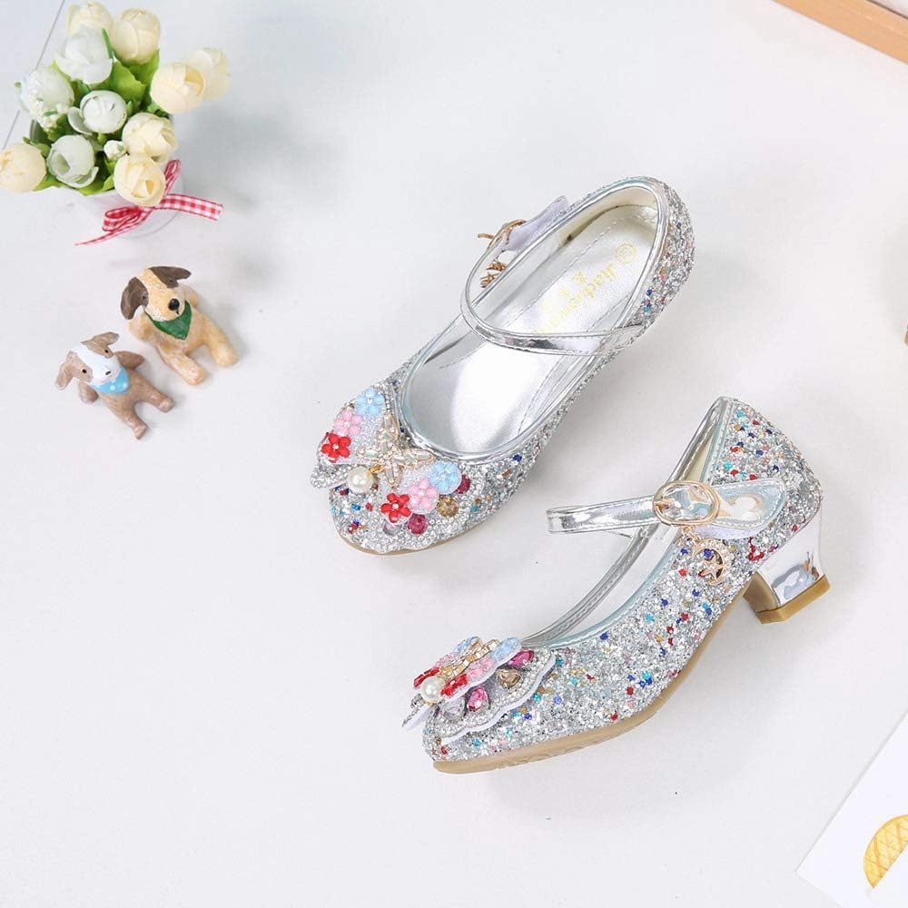 YING LAN Girls Cosplay Dress Wedding Party Shoes Glitter Sequins Low Heel Mary Jane Princess Shoes Asics A6 Shoes