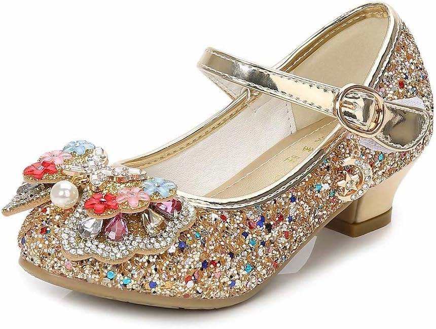 Asic Lifestyle Shoes YING LAN Girls Cosplay Dress Wedding Party Shoes Glitter Sequins Low Heel Mary Jane Princess Shoes