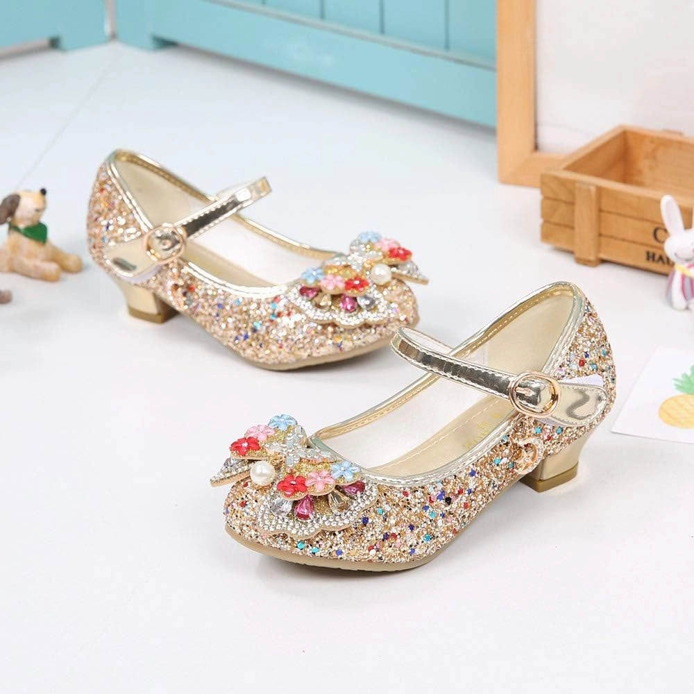 YING LAN Girls Cosplay Dress Wedding Party Shoes Glitter Sequins Low Heel Mary Jane Princess Shoes Asics Running Shoes Pronation