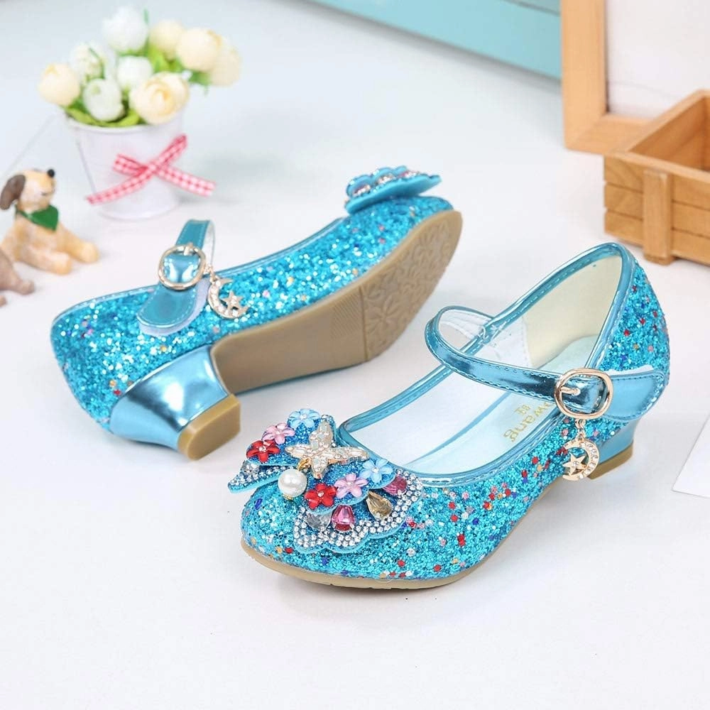 YING LAN Girls Cosplay Dress Wedding Party Shoes Glitter Sequins Low Heel Mary Jane Princess Shoes Scheels Asics Shoes