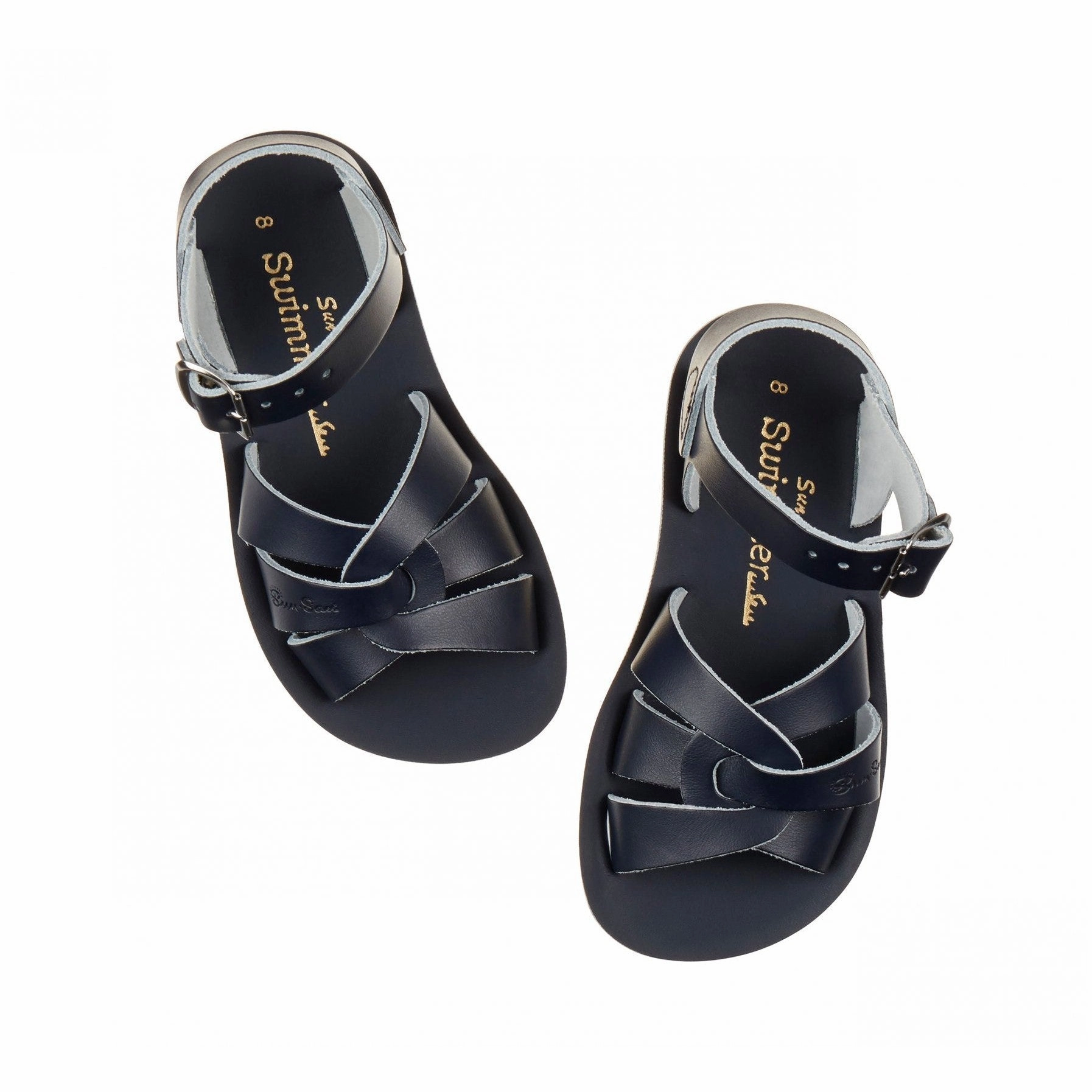 Salt-Water Swimmer Childrens Navy Leather Sandals Shoes For Fast Running