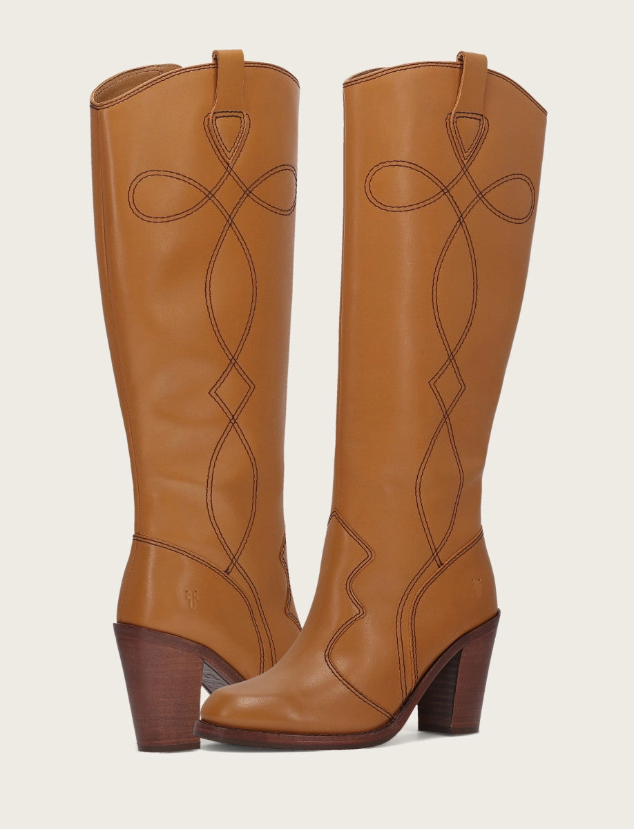 Button Up Knee High Boots Corinne Tall Deco Stitch
