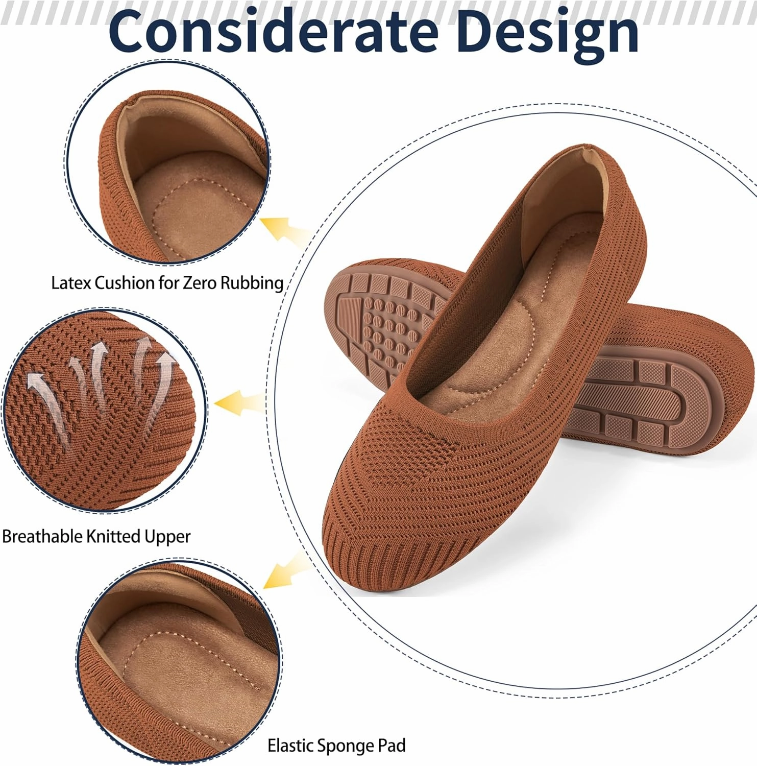 Flats for Women Ballets Shoes: Comfortable Knitted Dressy Work Flats - Ladies Wedding Flat Casual Shoes Asics Gt-2000 9 Running Shoe