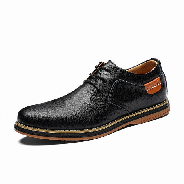 ZUNYU 2019 Spring New Leather Casual Men Shoes Fashion Men's Flats Round Toe Comfortable Office Men Dress Shoes Plus Size 38-48 Lace-up Leather Shoes